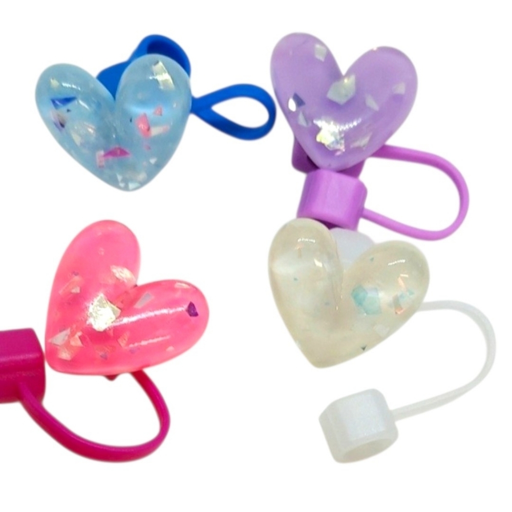 Heart Straw Cover Topper Set Of 4 ~NEW